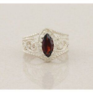 Sterling Silver Natural Garnet Ring Size 6